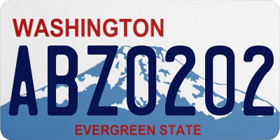 WA license plate ABZ0202