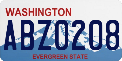 WA license plate ABZ0208