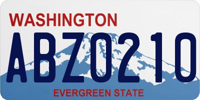WA license plate ABZ0210