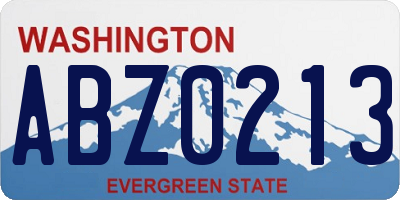 WA license plate ABZ0213