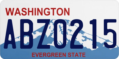WA license plate ABZ0215