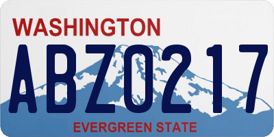 WA license plate ABZ0217