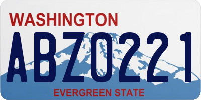 WA license plate ABZ0221