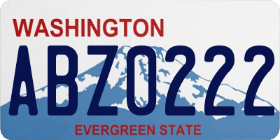WA license plate ABZ0222