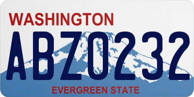 WA license plate ABZ0232