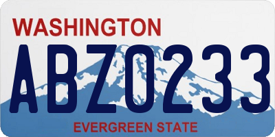 WA license plate ABZ0233