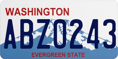 WA license plate ABZ0243