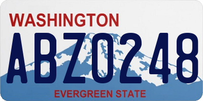 WA license plate ABZ0248