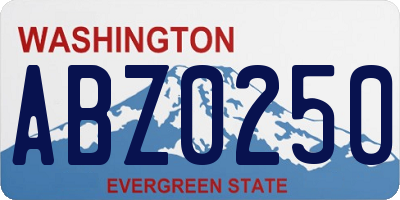 WA license plate ABZ0250