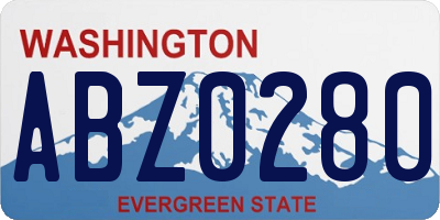 WA license plate ABZ0280