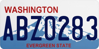 WA license plate ABZ0283