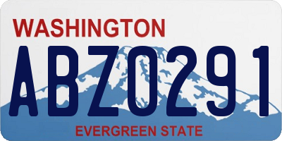 WA license plate ABZ0291