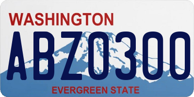 WA license plate ABZ0300