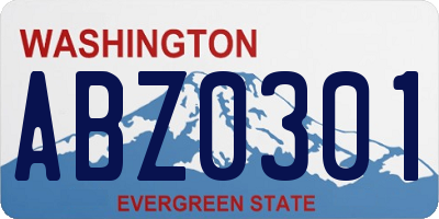 WA license plate ABZ0301