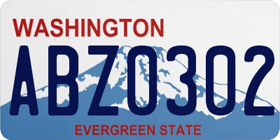 WA license plate ABZ0302