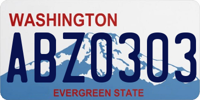 WA license plate ABZ0303