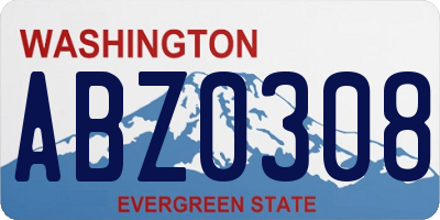 WA license plate ABZ0308