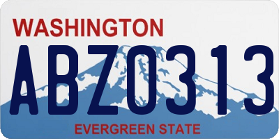 WA license plate ABZ0313