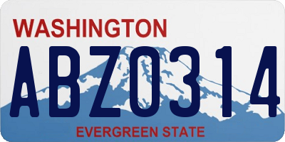 WA license plate ABZ0314