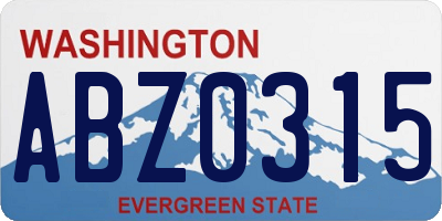 WA license plate ABZ0315
