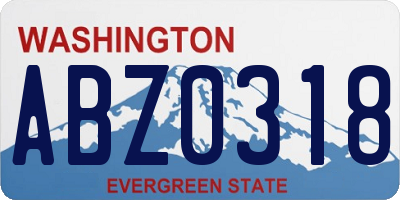 WA license plate ABZ0318