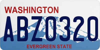 WA license plate ABZ0320