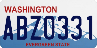 WA license plate ABZ0331