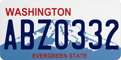 WA license plate ABZ0332