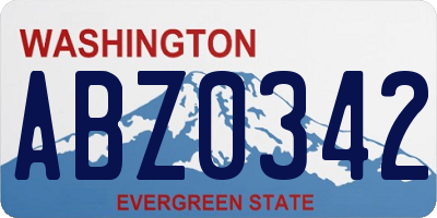 WA license plate ABZ0342