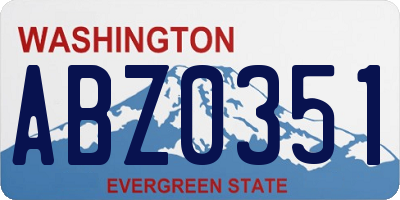 WA license plate ABZ0351