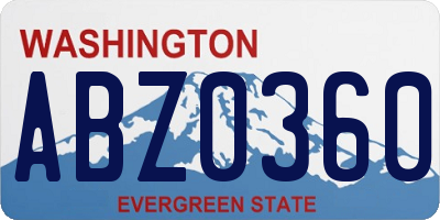 WA license plate ABZ0360