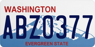 WA license plate ABZ0377