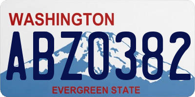 WA license plate ABZ0382