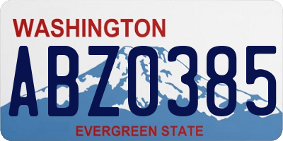 WA license plate ABZ0385