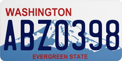 WA license plate ABZ0398