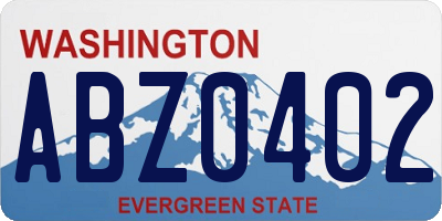 WA license plate ABZ0402