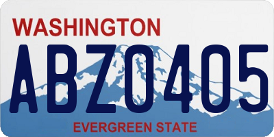 WA license plate ABZ0405