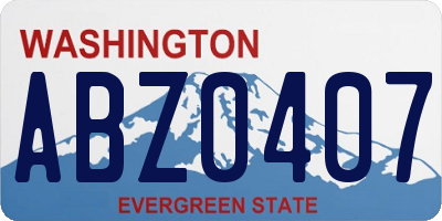 WA license plate ABZ0407