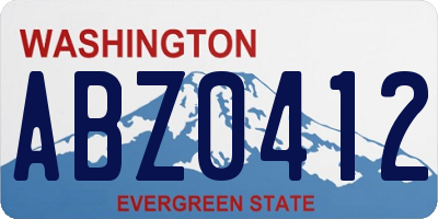 WA license plate ABZ0412