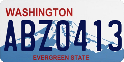 WA license plate ABZ0413