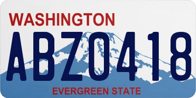 WA license plate ABZ0418
