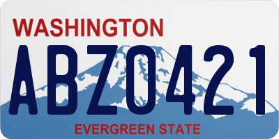 WA license plate ABZ0421
