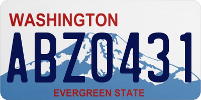 WA license plate ABZ0431