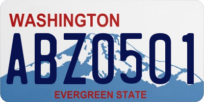 WA license plate ABZ0501
