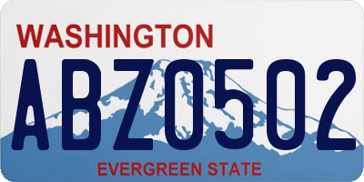 WA license plate ABZ0502