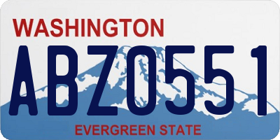 WA license plate ABZ0551