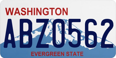 WA license plate ABZ0562