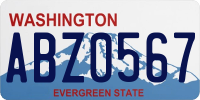 WA license plate ABZ0567