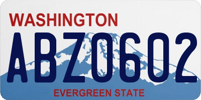 WA license plate ABZ0602