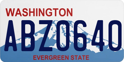WA license plate ABZ0640